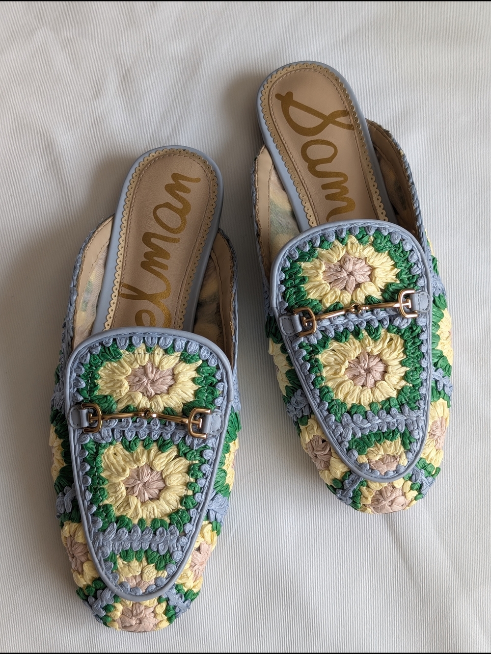Sam Edelman Linnie Crochet Floral Bit Mule Loafers Size 7.5 EUC